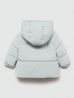 Mango Kids' Beth Hooded Padded Jacket, Pastel Blue - view 2, Pastel Blue