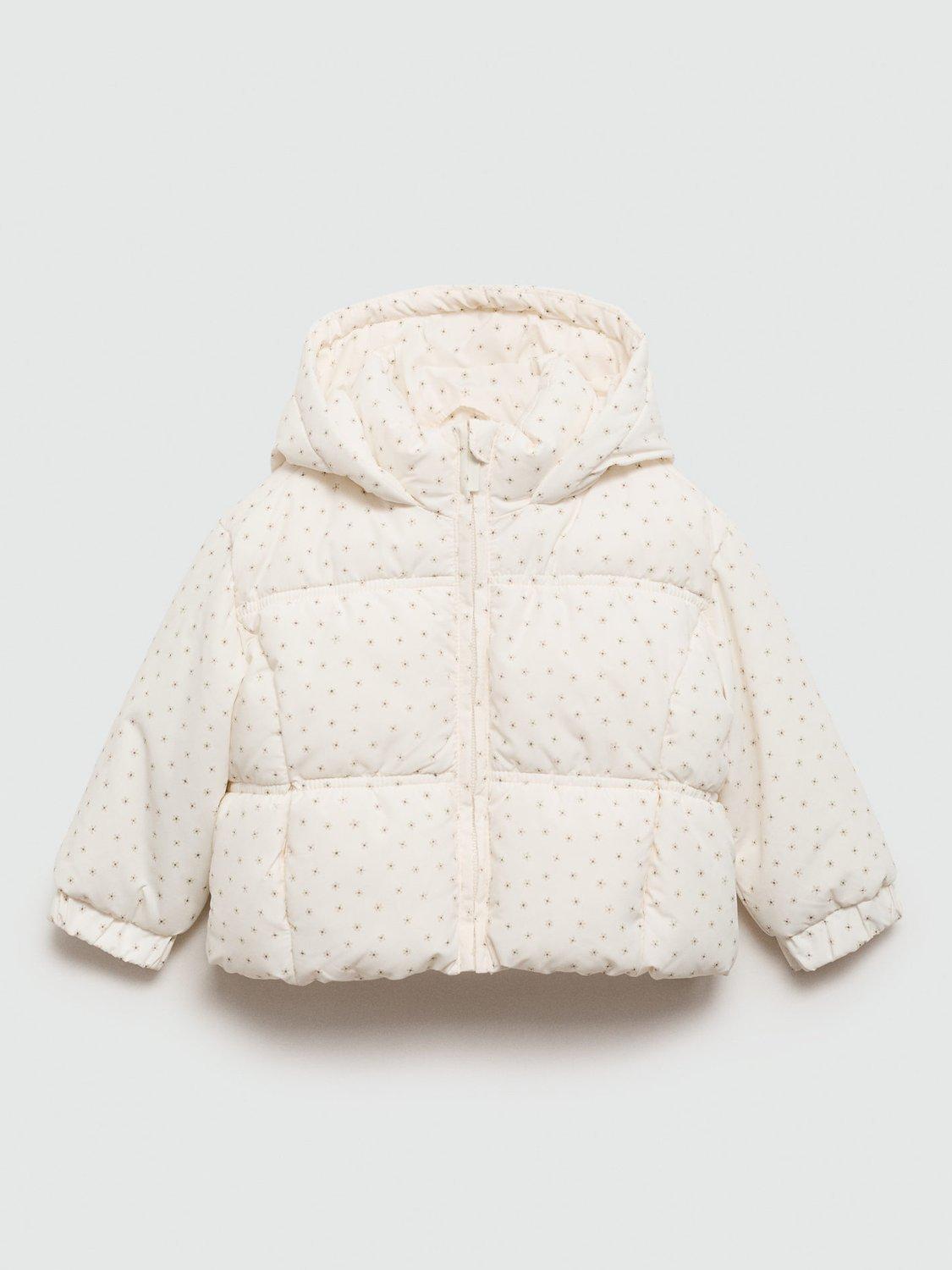 Mango Kids' Salina Floral Print Quilted Jacket, Cream