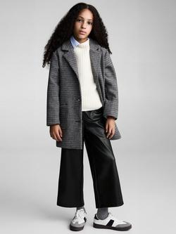 Mango Kids' Janet Faux Leather Wide Leg Trousers, Black, Black