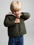 Mango Kids' Escocia Diamond Quilted Jacket, Khaki