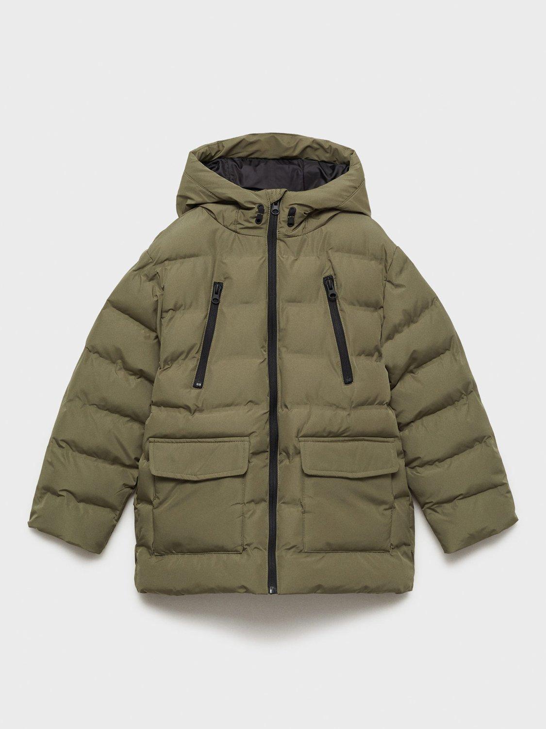 Mango Kids' Rio Quilted Coat, Khaki