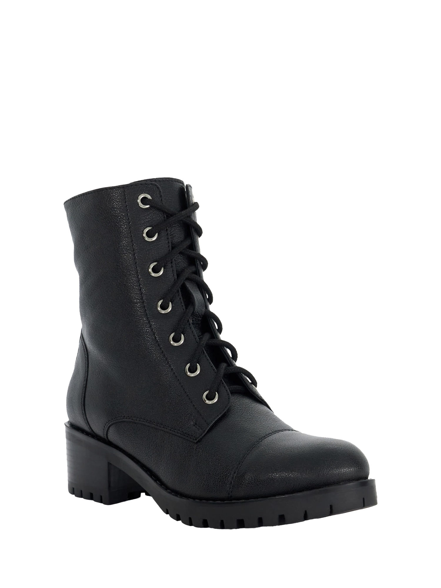 Dune Pandore Leather Chunky Lace Up Ankle Boots Black