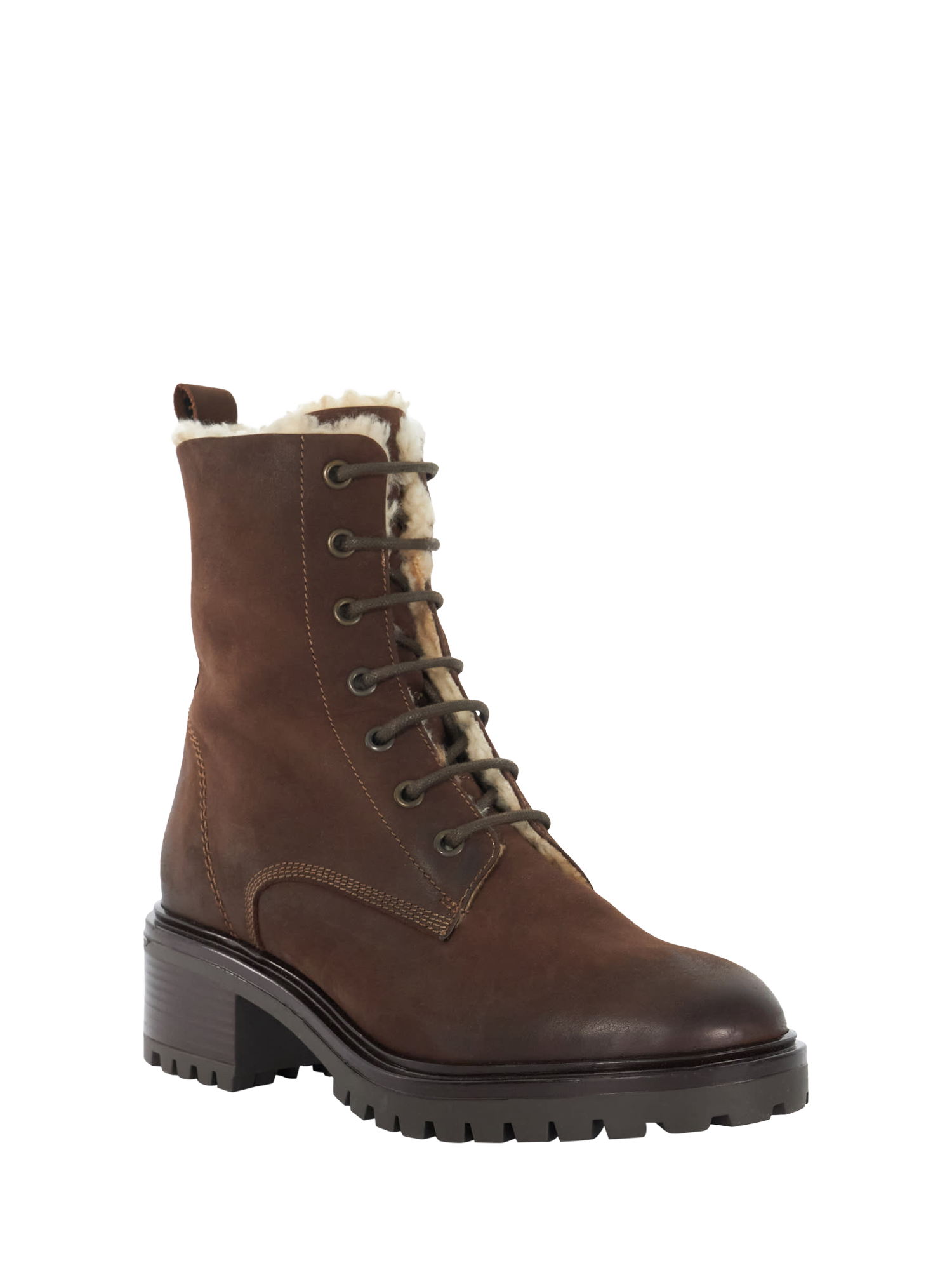 Product image 3 of 5, which shows Dune Paniz Nubuck Chunky Faux Fur Lined Ankle Boots, Brown, EU36
