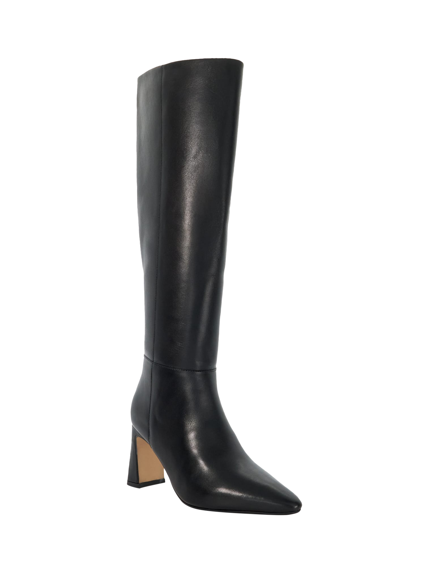 Product image 3 of 5, which shows Dune London Startler Leather High Heel Knee High Boots, Black, EU36
