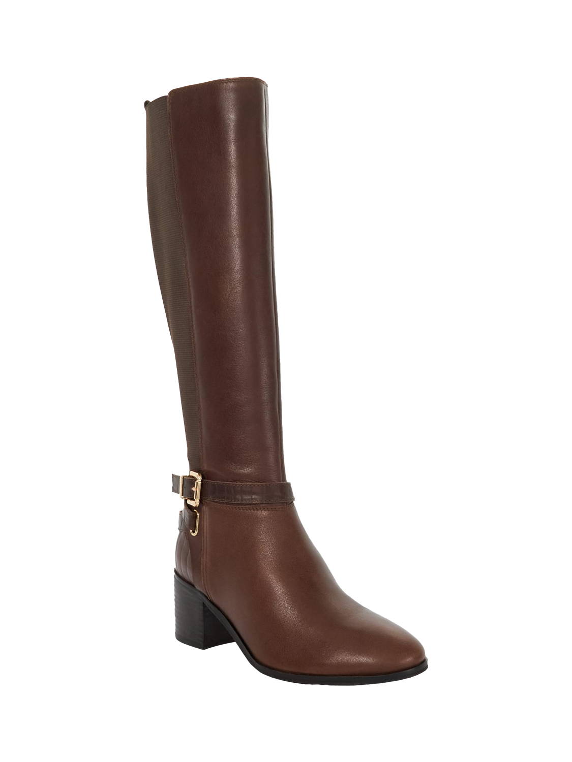 Product image 3 of 6, which shows Dune London Tilburies Leather Round Toe Knee High Boots, Brown, EU36