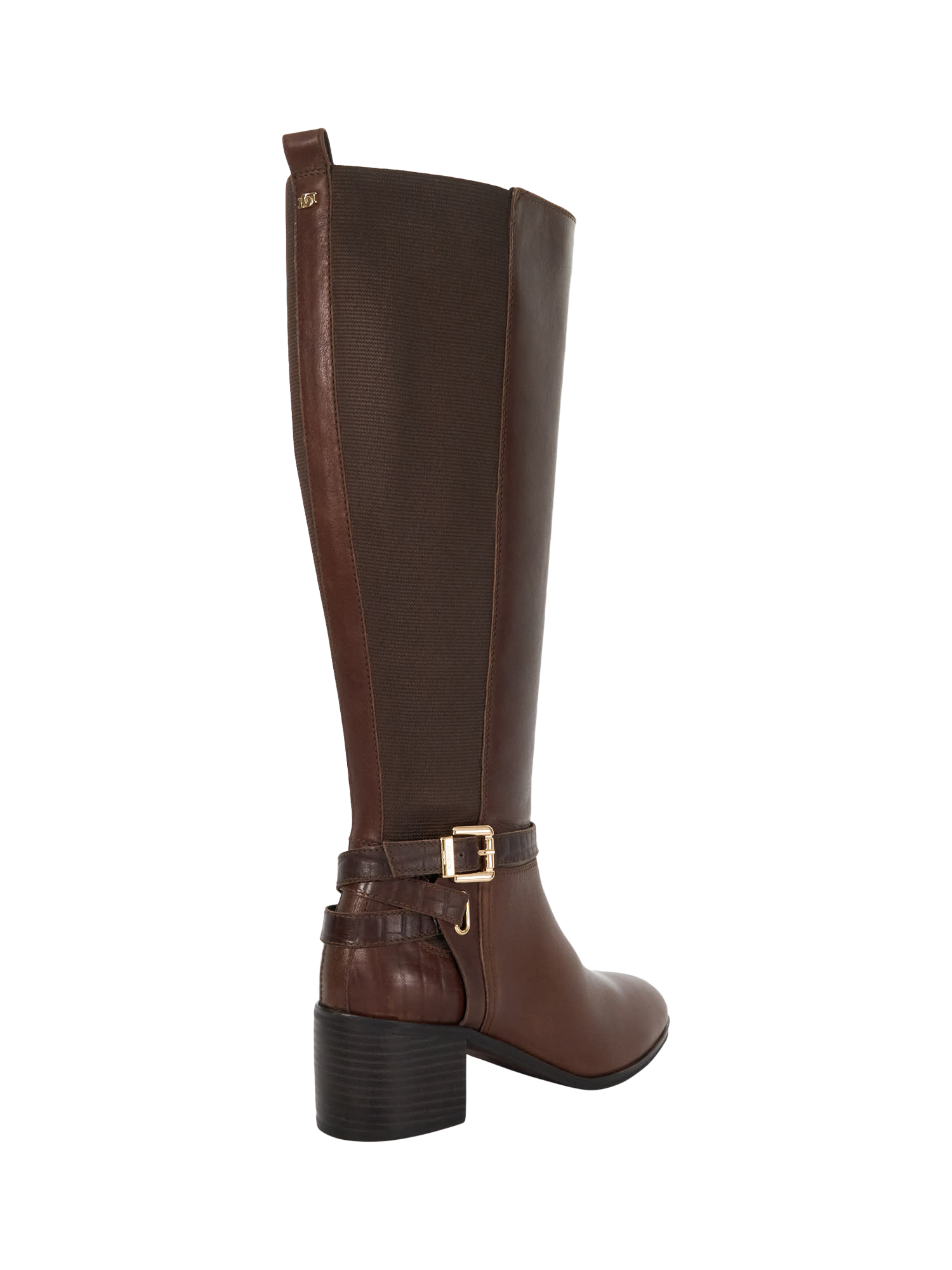 Product image 4 of 6, which shows Dune London Tilburies Leather Round Toe Knee High Boots, Brown, EU36