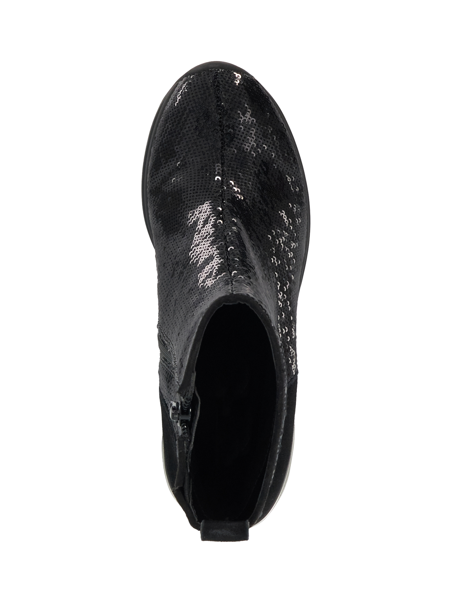 Product image 2 of 5, which shows Dune London Effective 2 Sequin Embellished Wedge Ankle Boots, Black, EU36
