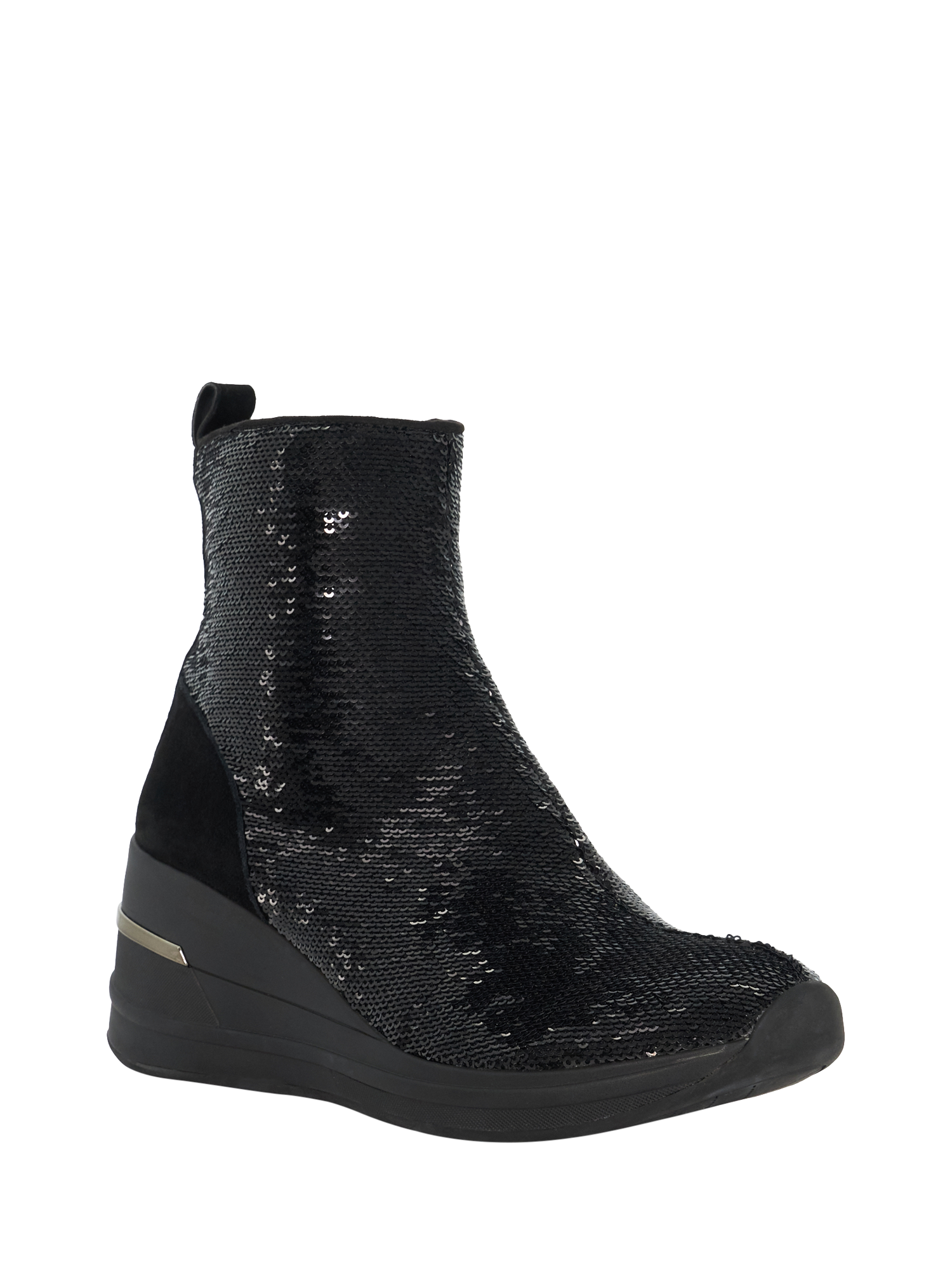 Product image 3 of 5, which shows Dune London Effective 2 Sequin Embellished Wedge Ankle Boots, Black, EU36