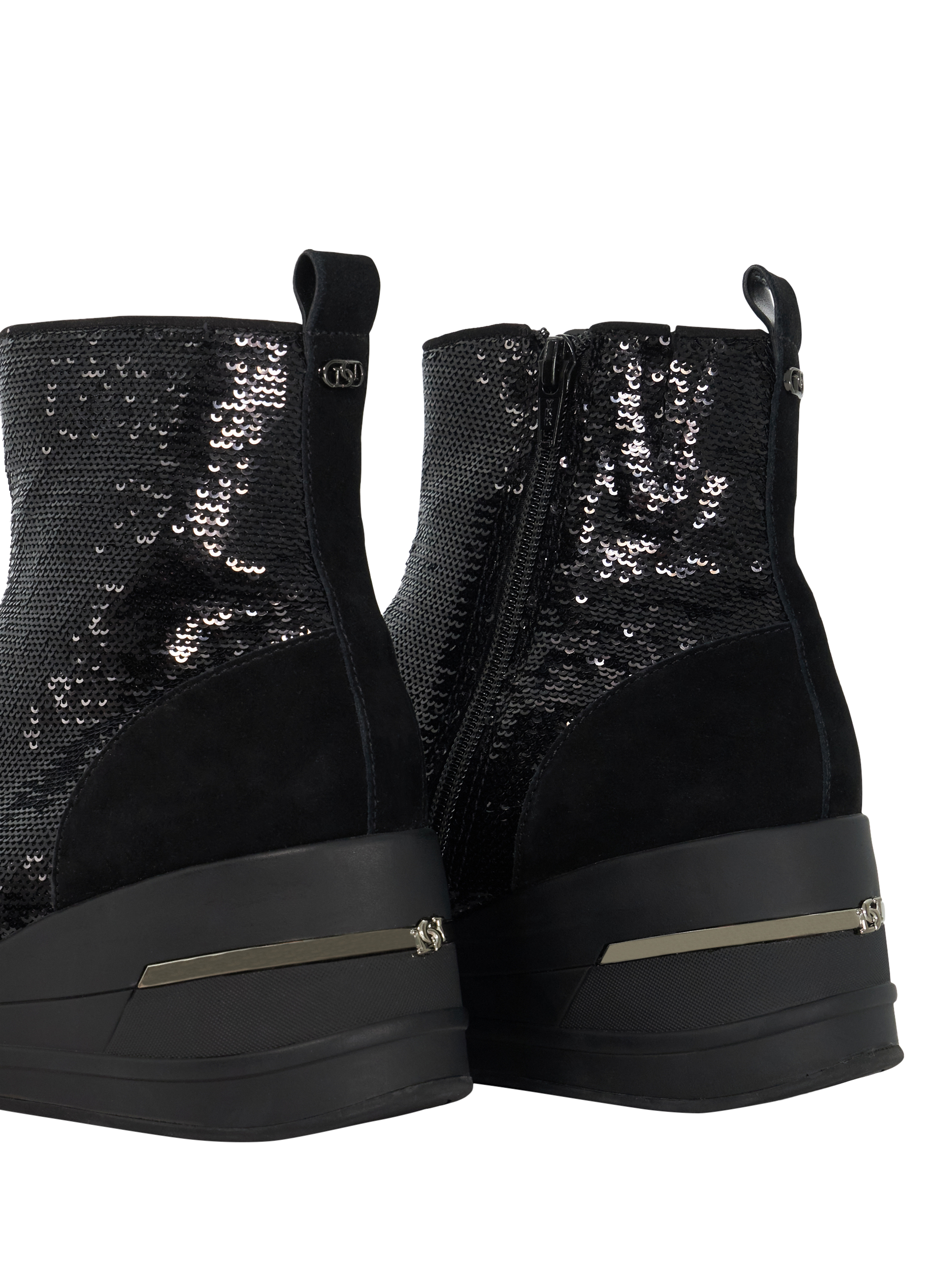 Product image 5 of 5, which shows Dune London Effective 2 Sequin Embellished Wedge Ankle Boots, Black, EU36