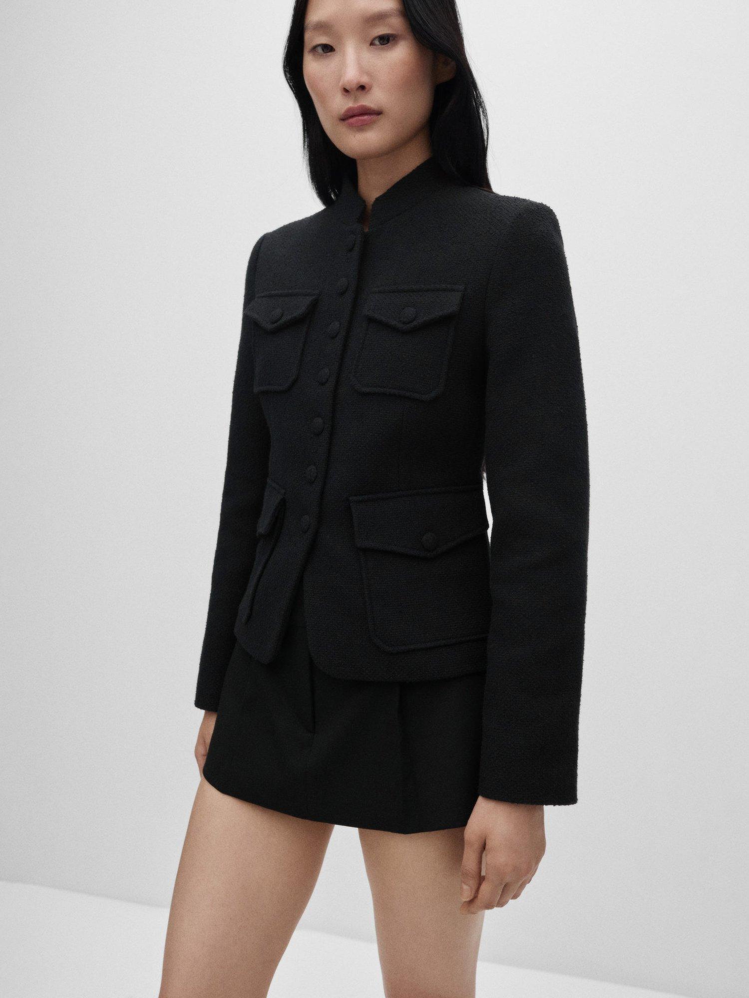 Mango Vera Military Inspired Jacket Black