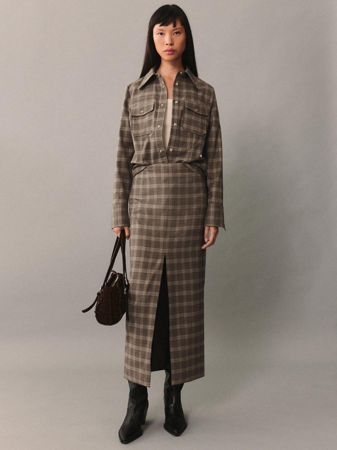 Product image 1 of 7, which shows Mango Crawford Check Shirt, Beige/Multi, 10
