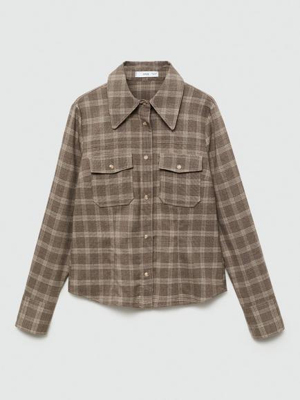 Mango Crawford Check Shirt, Beige/Multi - view 2, Beige/Multi