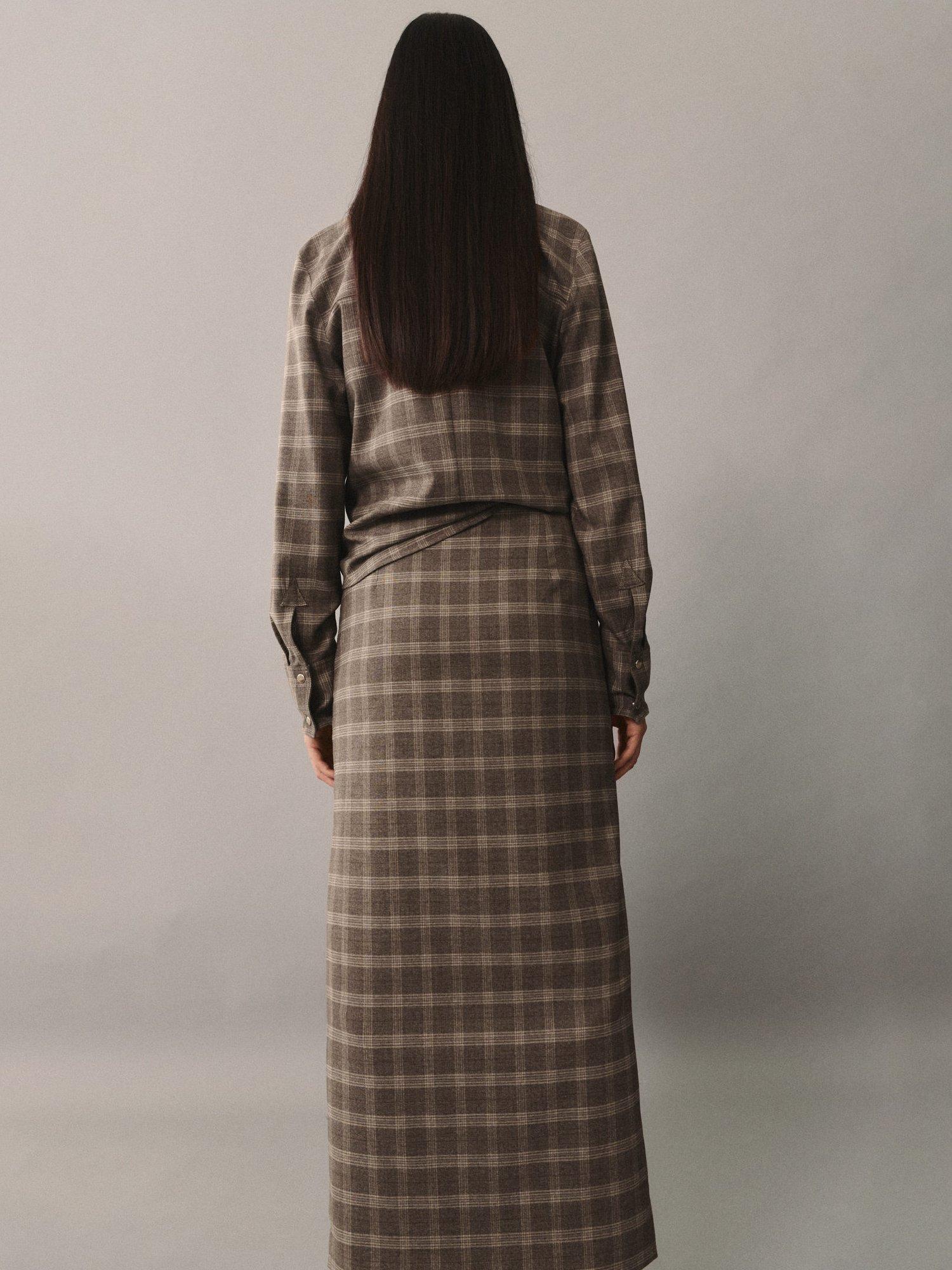 Product image 3 of 7, which shows Mango Crawford Check Shirt, Beige/Multi, 10