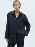 Mango Onix Pinstripe Shirt, Navy