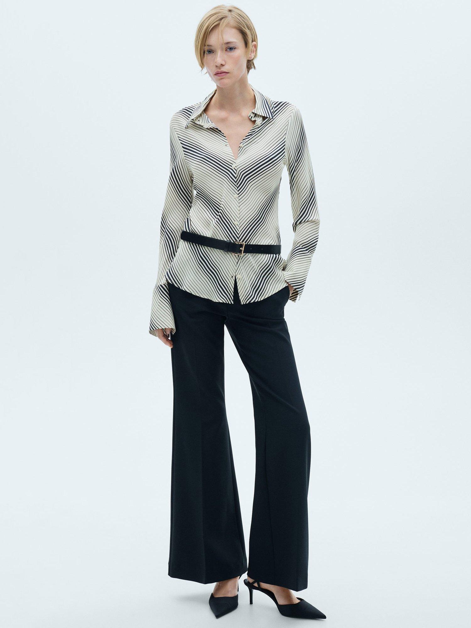 Product image 2 of 7, which shows Mango Rodas Chevron Stripe Shirt, Natural White, 6
