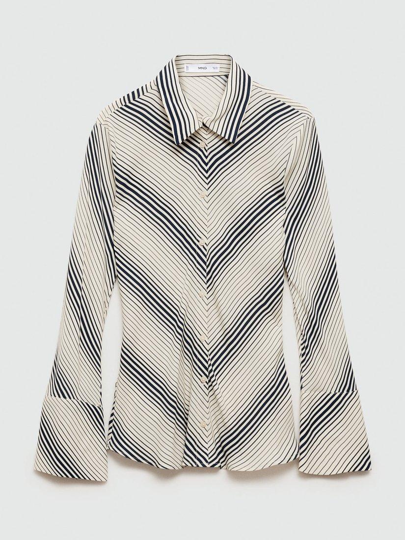 Product image 3 of 7, which shows Mango Rodas Chevron Stripe Shirt, Natural White, 6