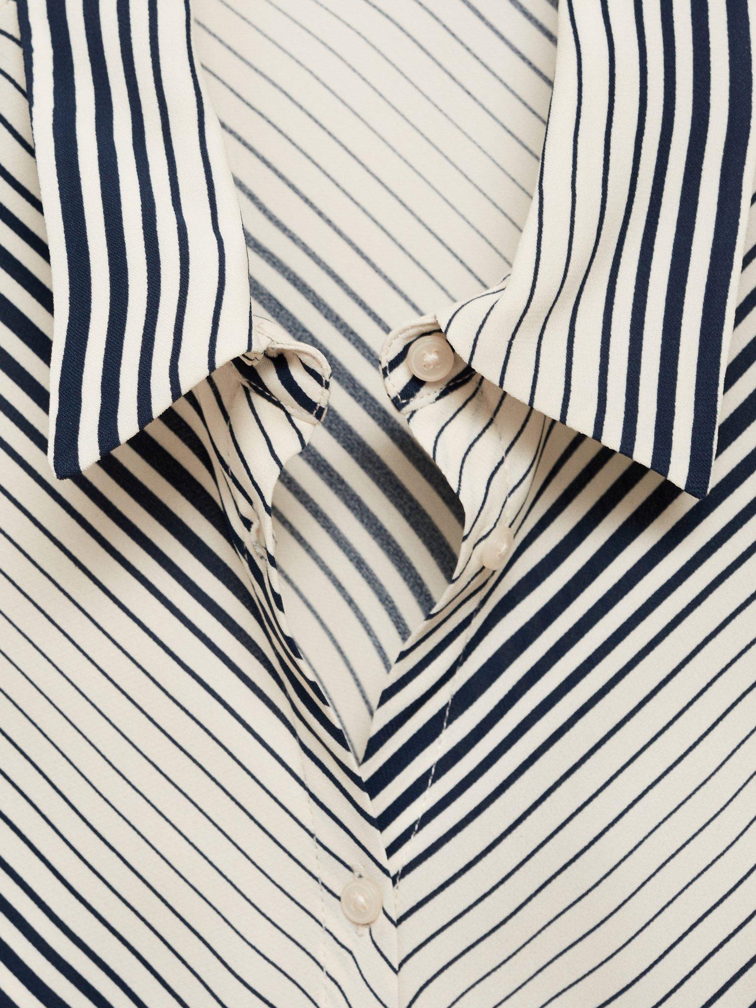 Product image 7 of 7, which shows Mango Rodas Chevron Stripe Shirt, Natural White, 6