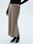 Mango Mia Satin Midi Skirt, Brown