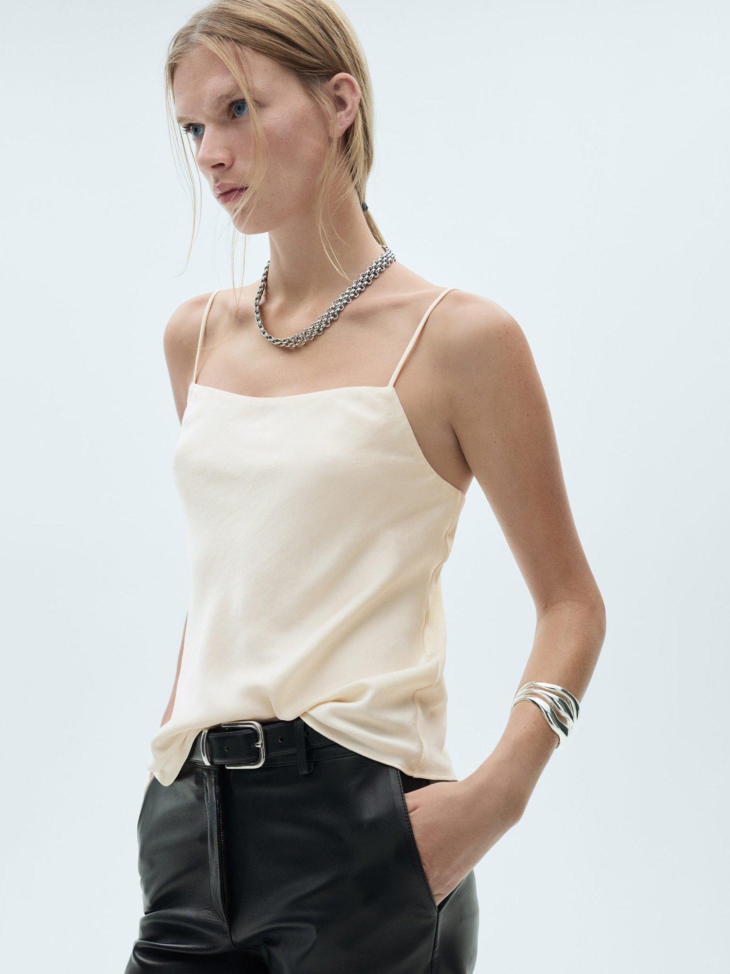 Mango Jimena Satin Cami, Ivory