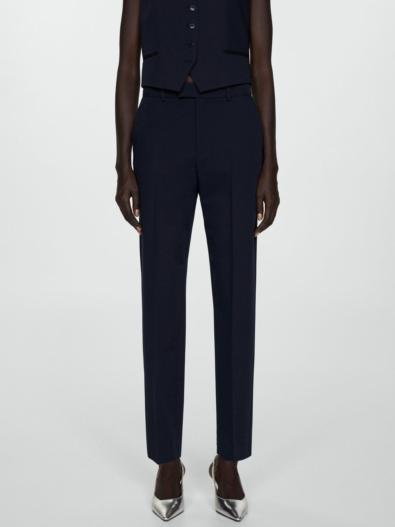 Mango Boreal Straight Leg Trousers, Navy