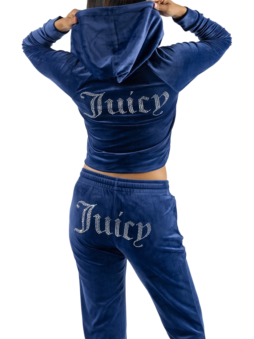 Product image 2 of 4, which shows Juicy Couture Classic Velour Hoodie, Blue Depths, XS
