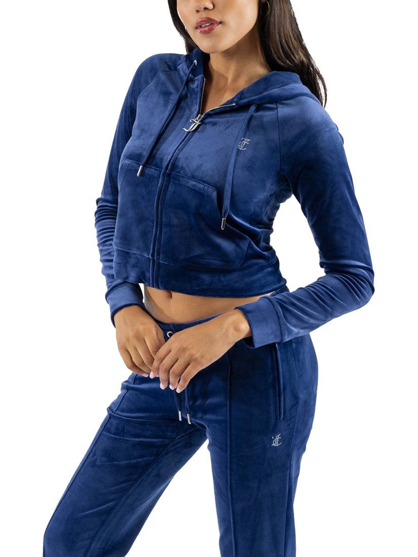 Product image 3 of 4, which shows Juicy Couture Classic Velour Hoodie, Blue Depths, XS