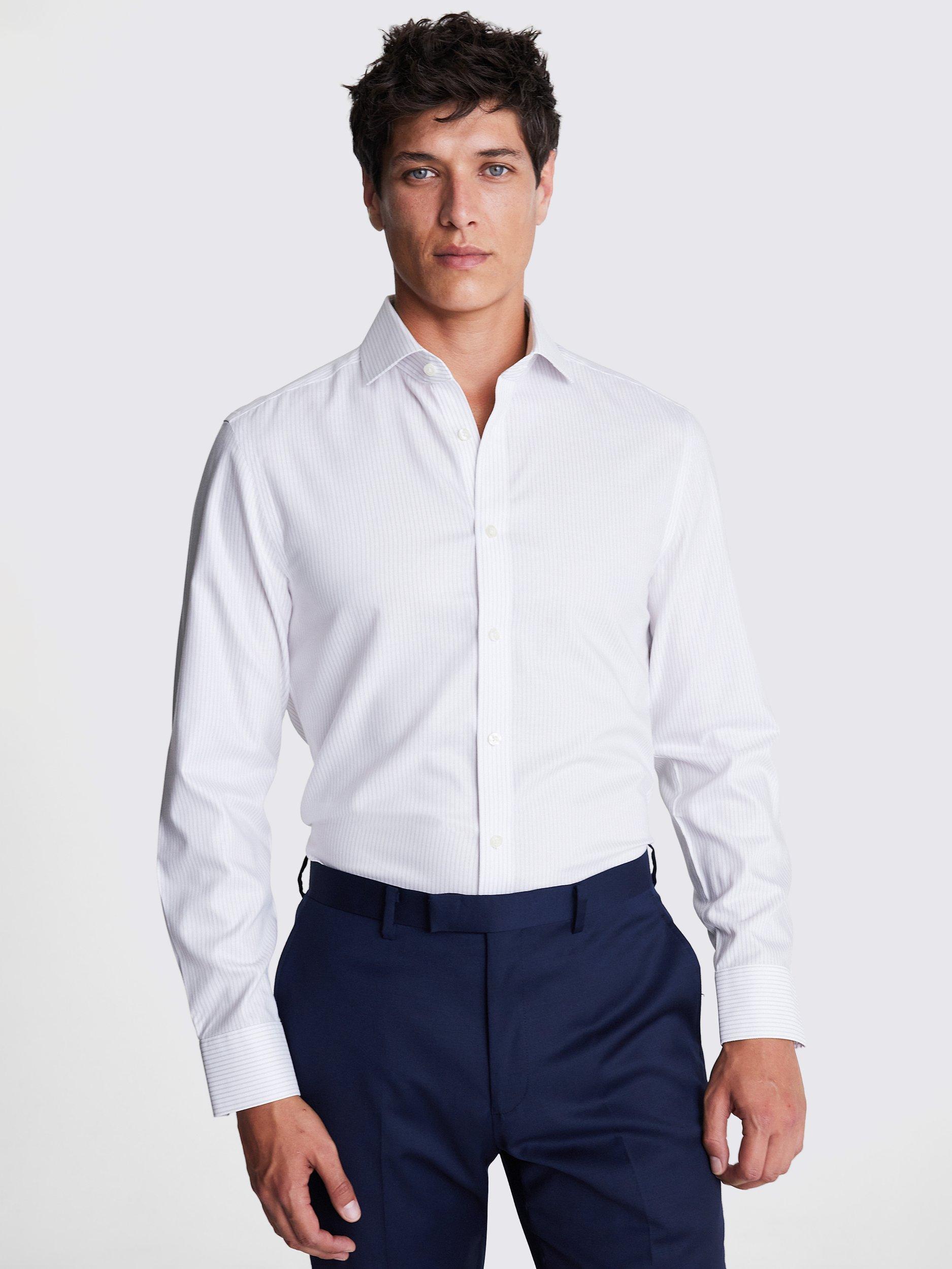 Moss Oxford Stripe Non-Iron Shirt, White