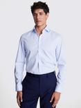 Moss Non-Iron Cotton Slim Fit Check Shirt, Blue