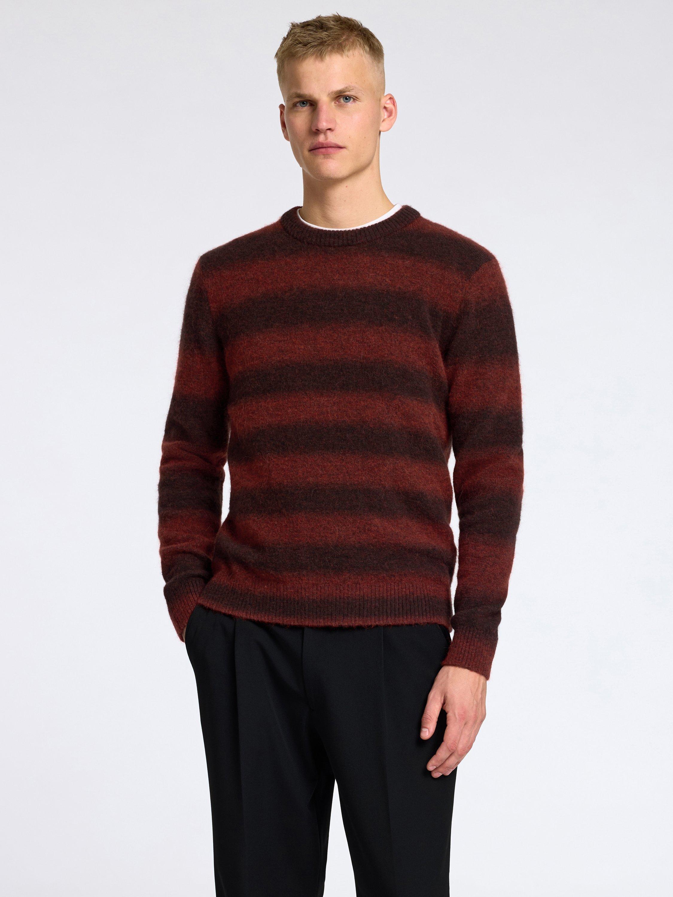 Men's striped crew neck sweater hot sale