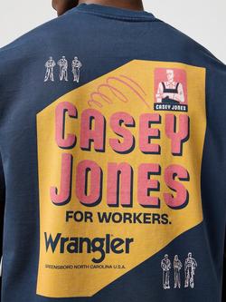 Wrangler Casey Jones Graphic Cotton T-Shirt, Navy - view 2, Navy
