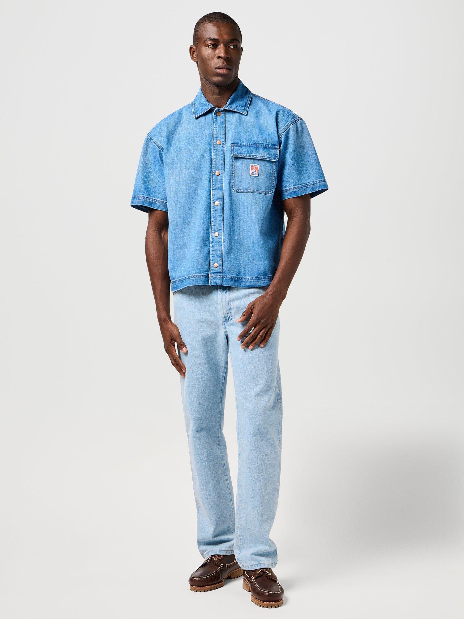 Mens Shirts Wrangler Short Sleeve Denim Shirts Wrangler Men's