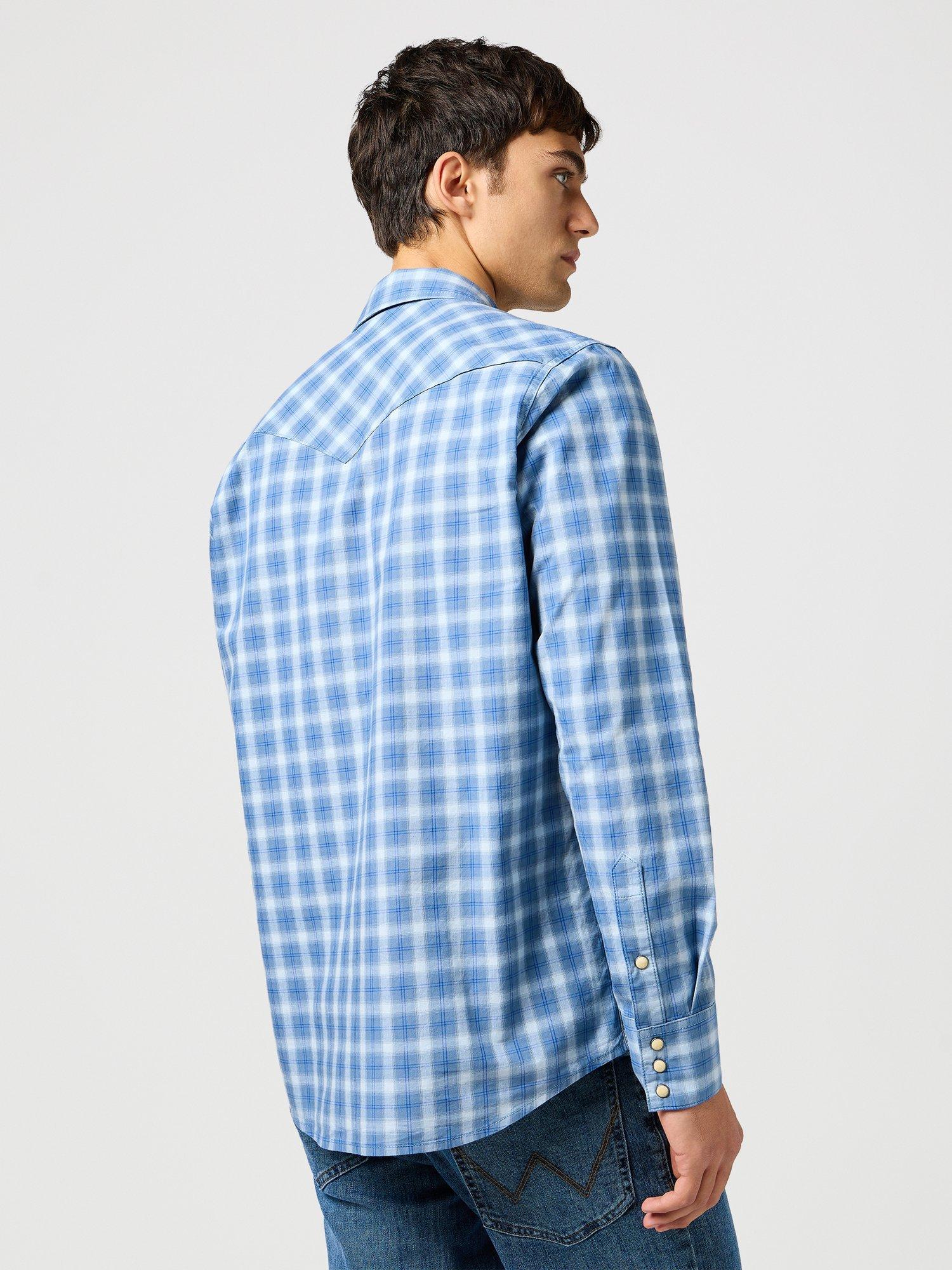 Product image 3 of 7, which shows Wrangler Western Check Cotton Shirt, Blue, S