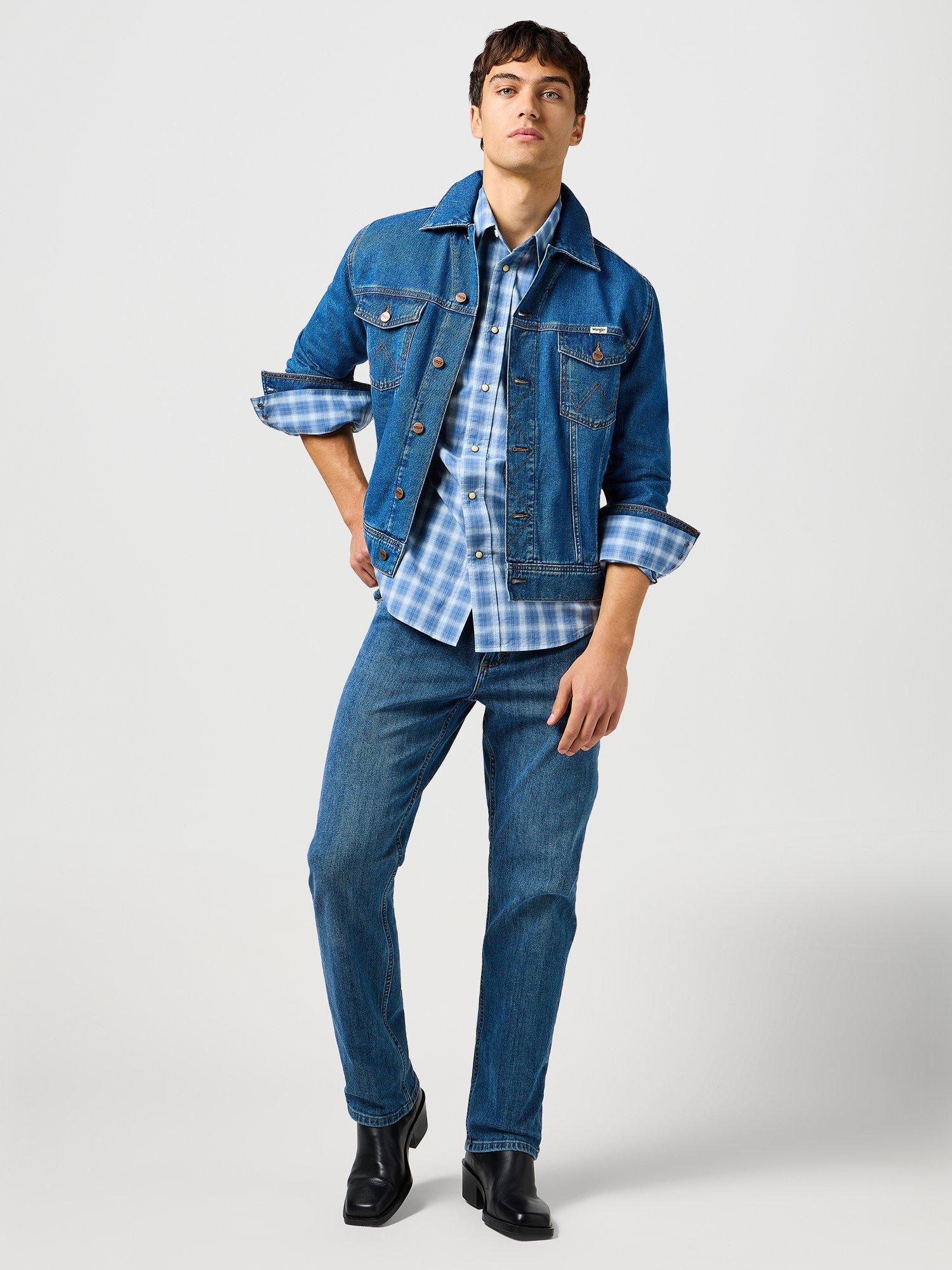 Product image 4 of 7, which shows Wrangler Western Check Cotton Shirt, Blue, S