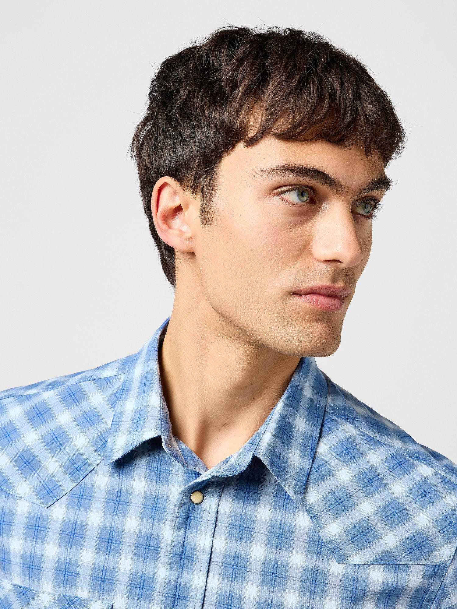Product image 6 of 7, which shows Wrangler Western Check Cotton Shirt, Blue, S