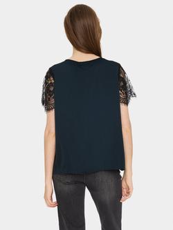 Saint Tropez Zylvie Lace Short Sleeve Blouse, Black - view 2, Black