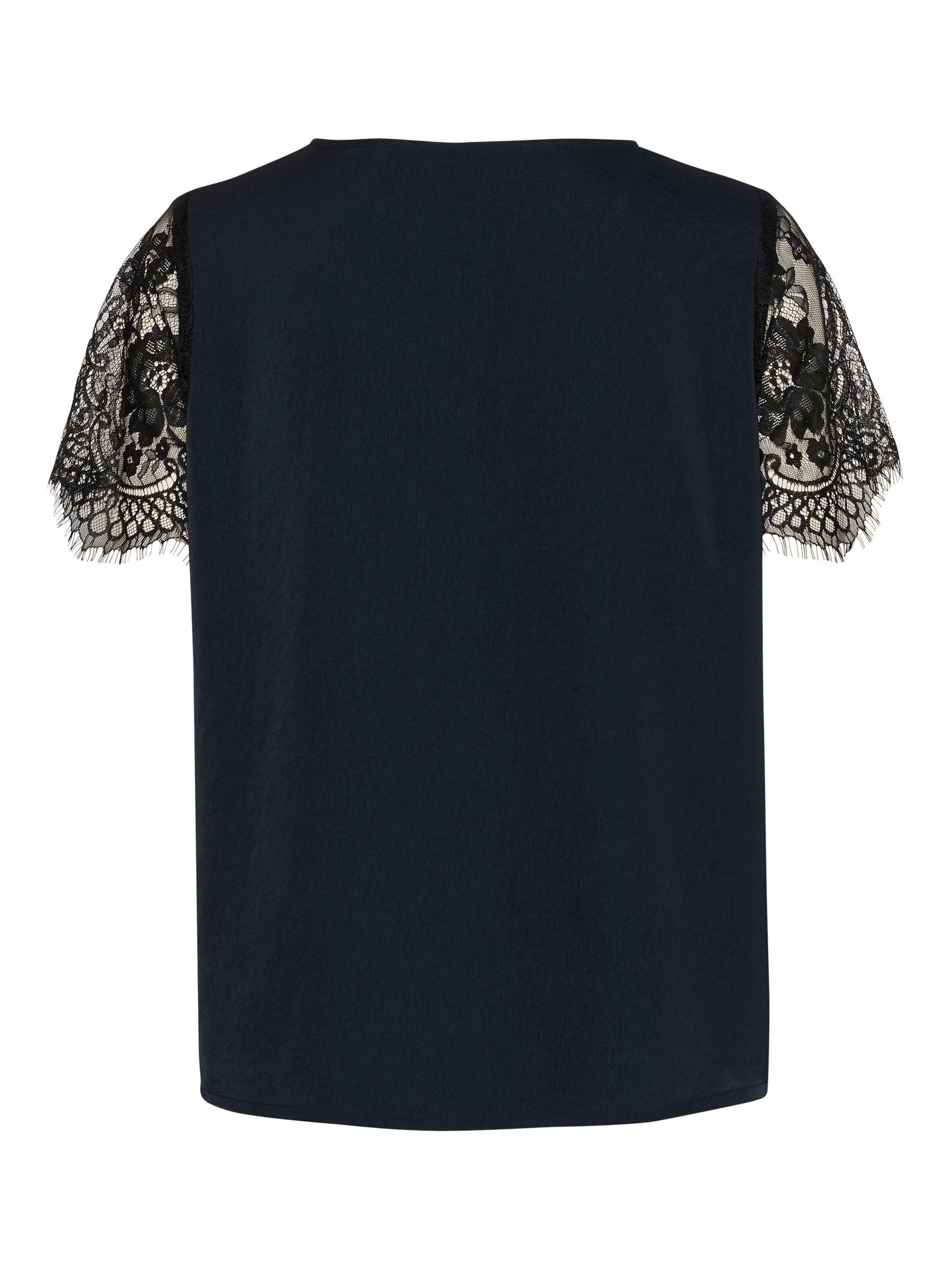 Product image 6 of 6, which shows Saint Tropez Zylvie Lace Short Sleeve Blouse, Black, XS