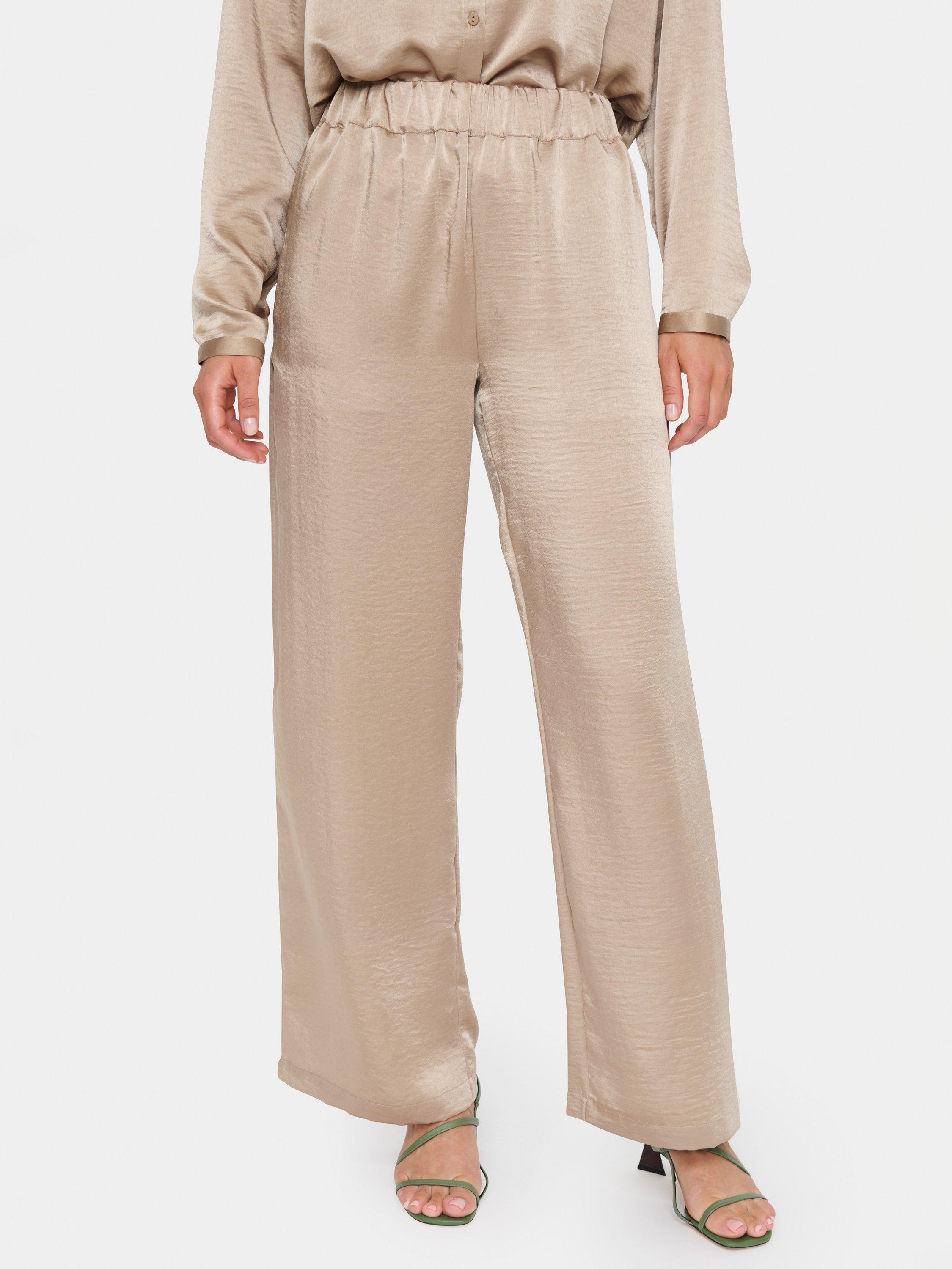 Saint Tropez Dinne Satin Elasticated Waist Loose Trousers, Dune