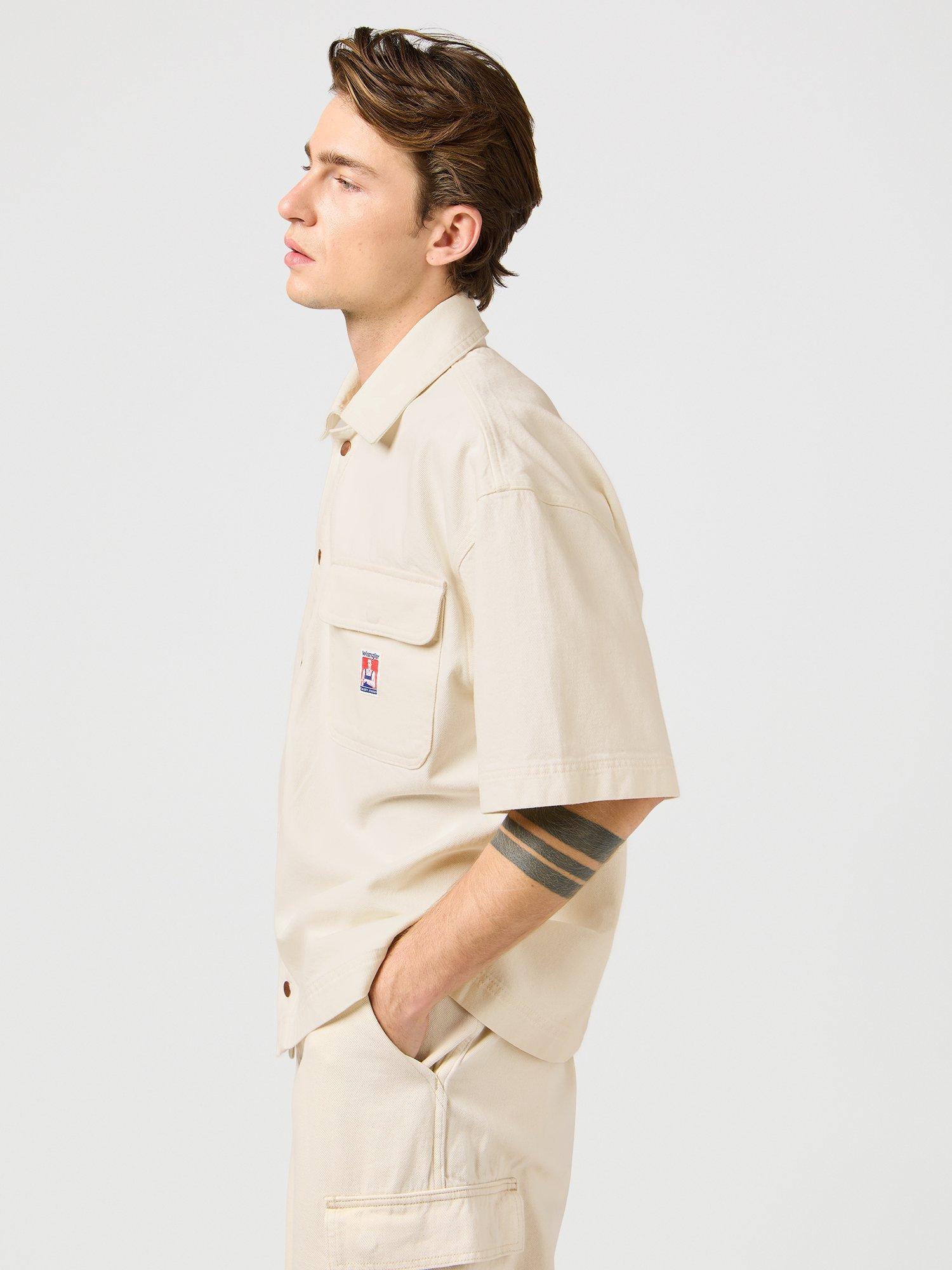 Product image 4 of 6, which shows Wrangler Casey Jones Short Sleeve Shirt, Ecru, S