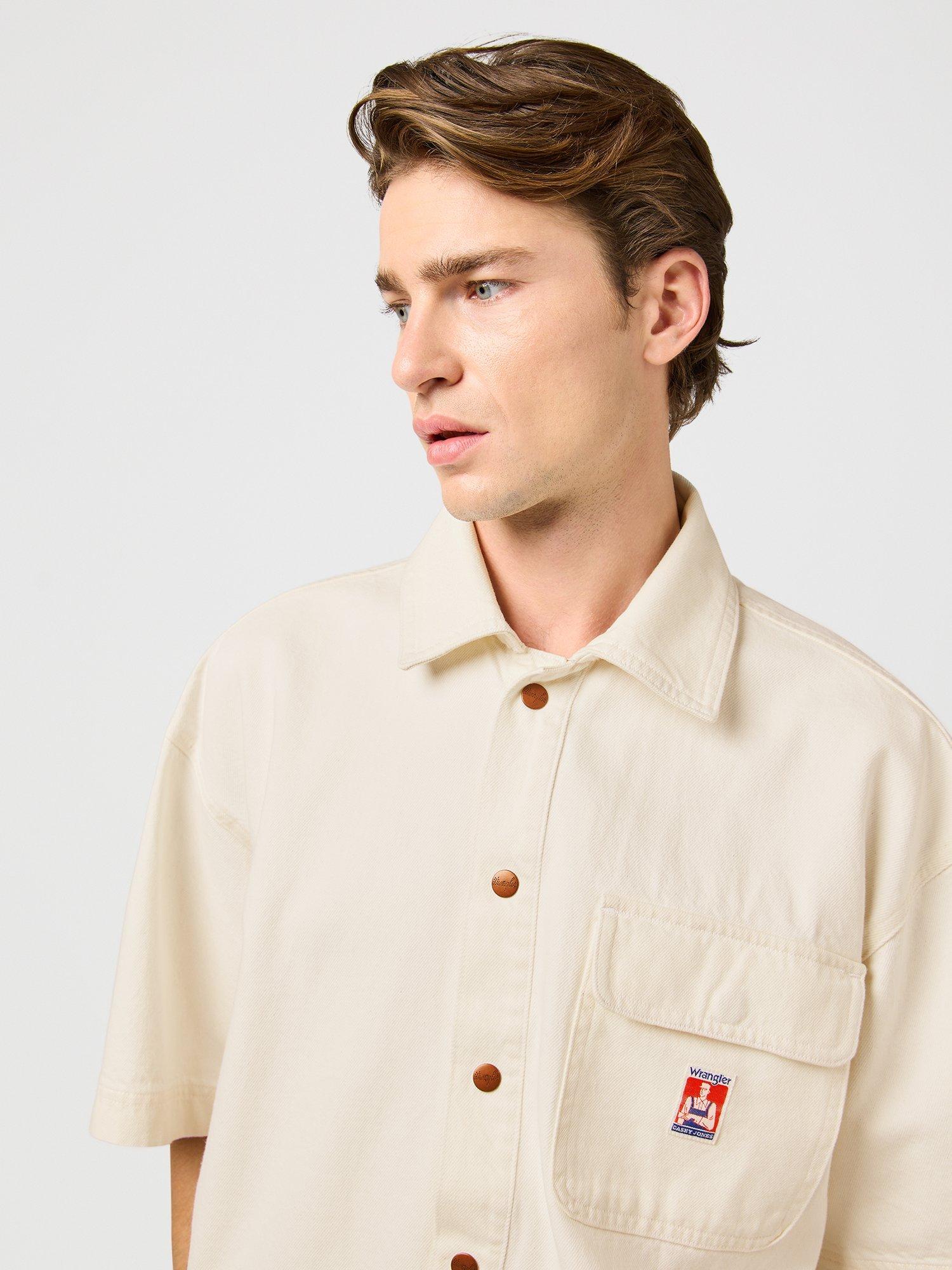 Product image 5 of 6, which shows Wrangler Casey Jones Short Sleeve Shirt, Ecru, S