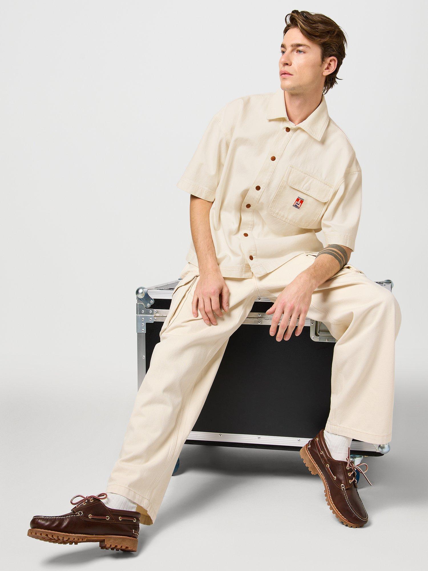 Product image 6 of 6, which shows Wrangler Casey Jones Short Sleeve Shirt, Ecru, S
