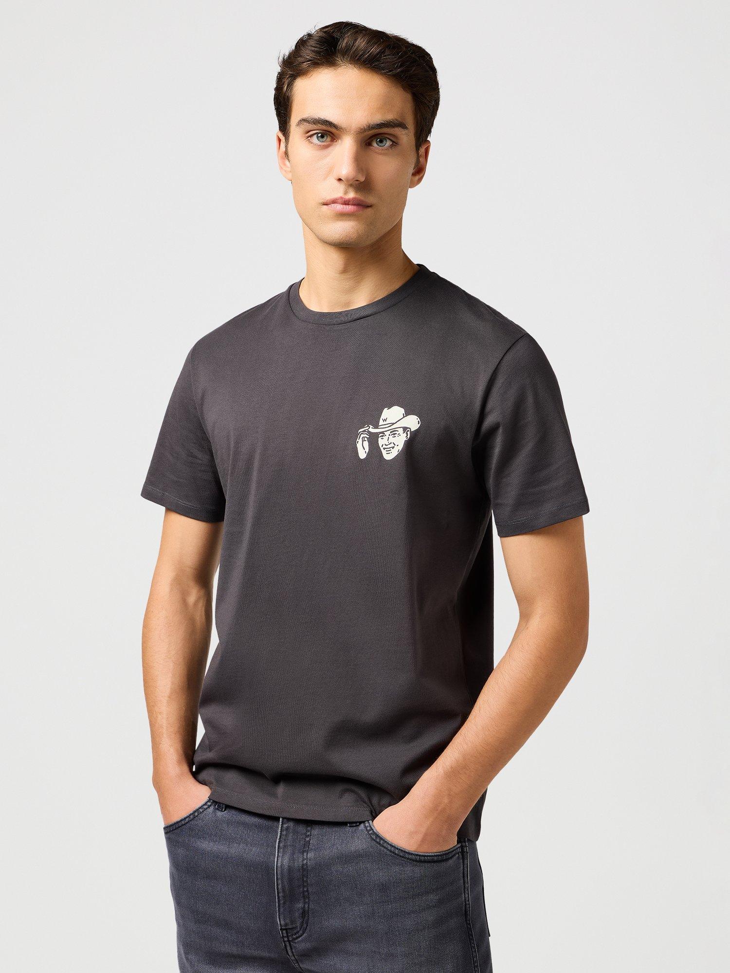 Product image 2 of 6, which shows Wrangler Cotton Regular Fit Short Sleeve Graphic T-Shirt, Faded Black, S