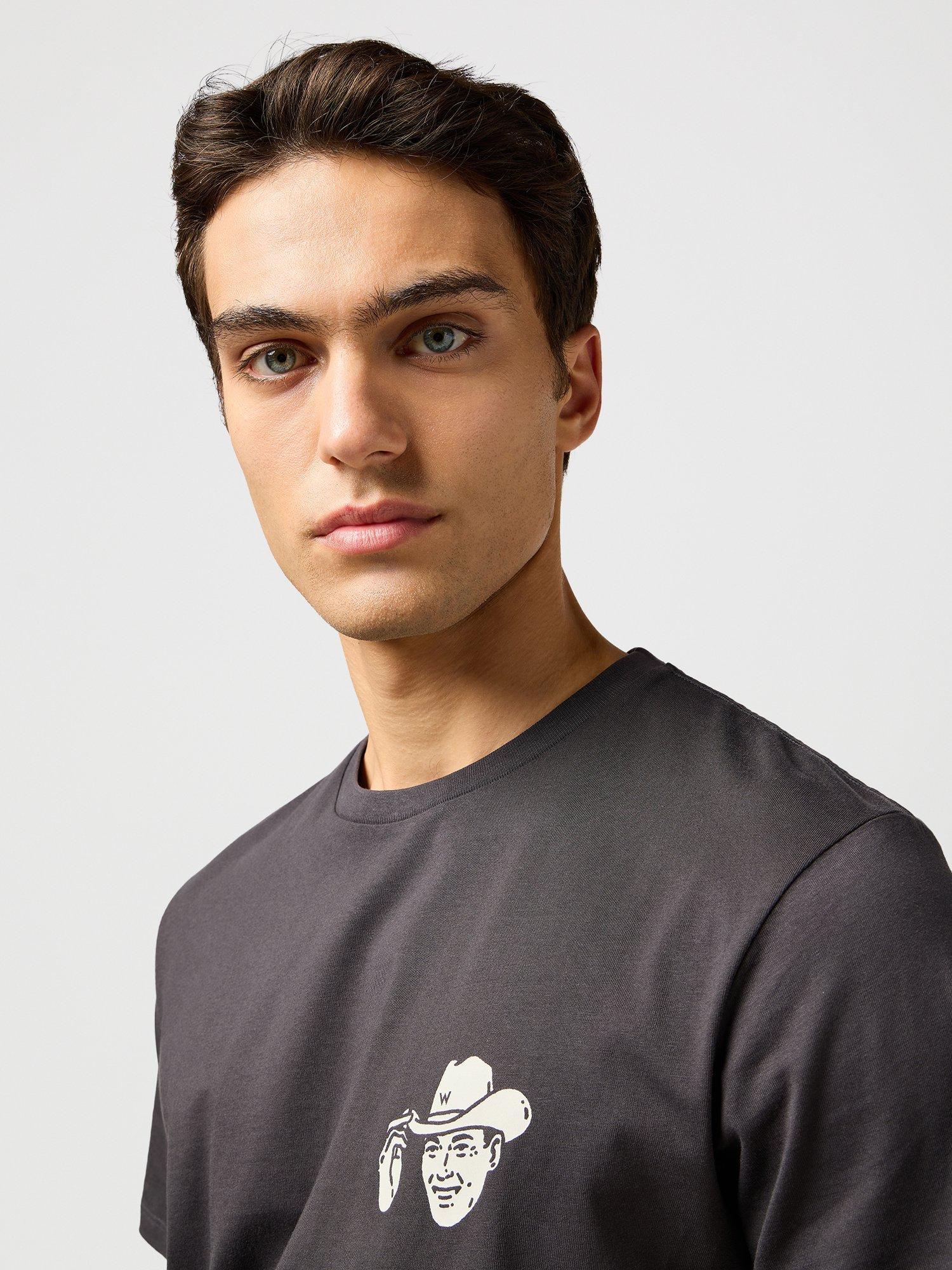 Product image 5 of 6, which shows Wrangler Cotton Regular Fit Short Sleeve Graphic T-Shirt, Faded Black, S