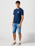 Wrangler Cotton Regular Fit Short Sleeve Cowboy Graphic T-Shirt, Navy