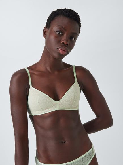 John Lewis Gabriella Lace Padded Non-Wired Bra, Green