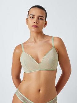 John Lewis Gabriella Lace Padded Non-Wired Bra - view 2, Green