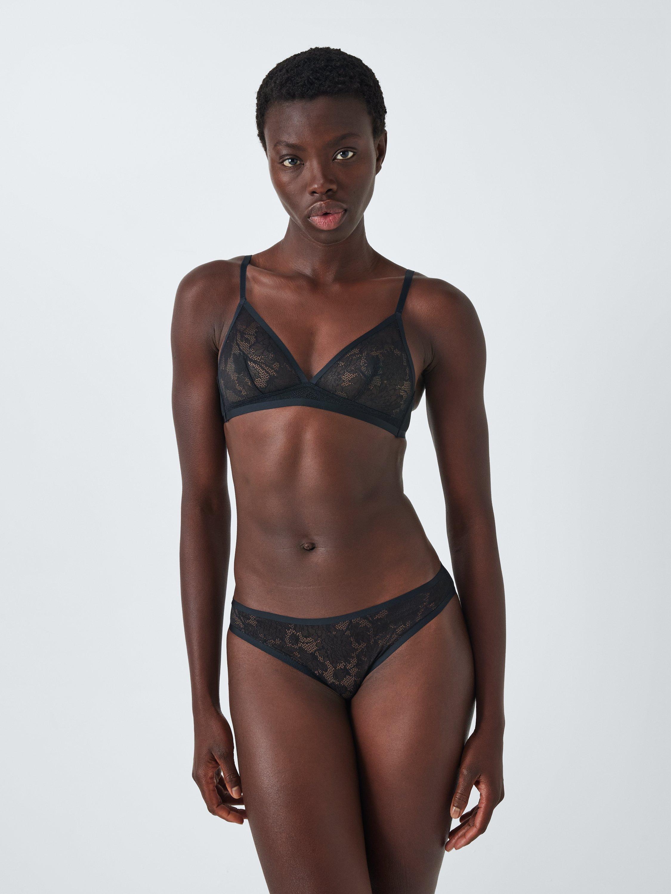 Product image 3 of 6, which shows John Lewis Gabriella Lace Non-Padded Non-Wired Bra, Black, XS