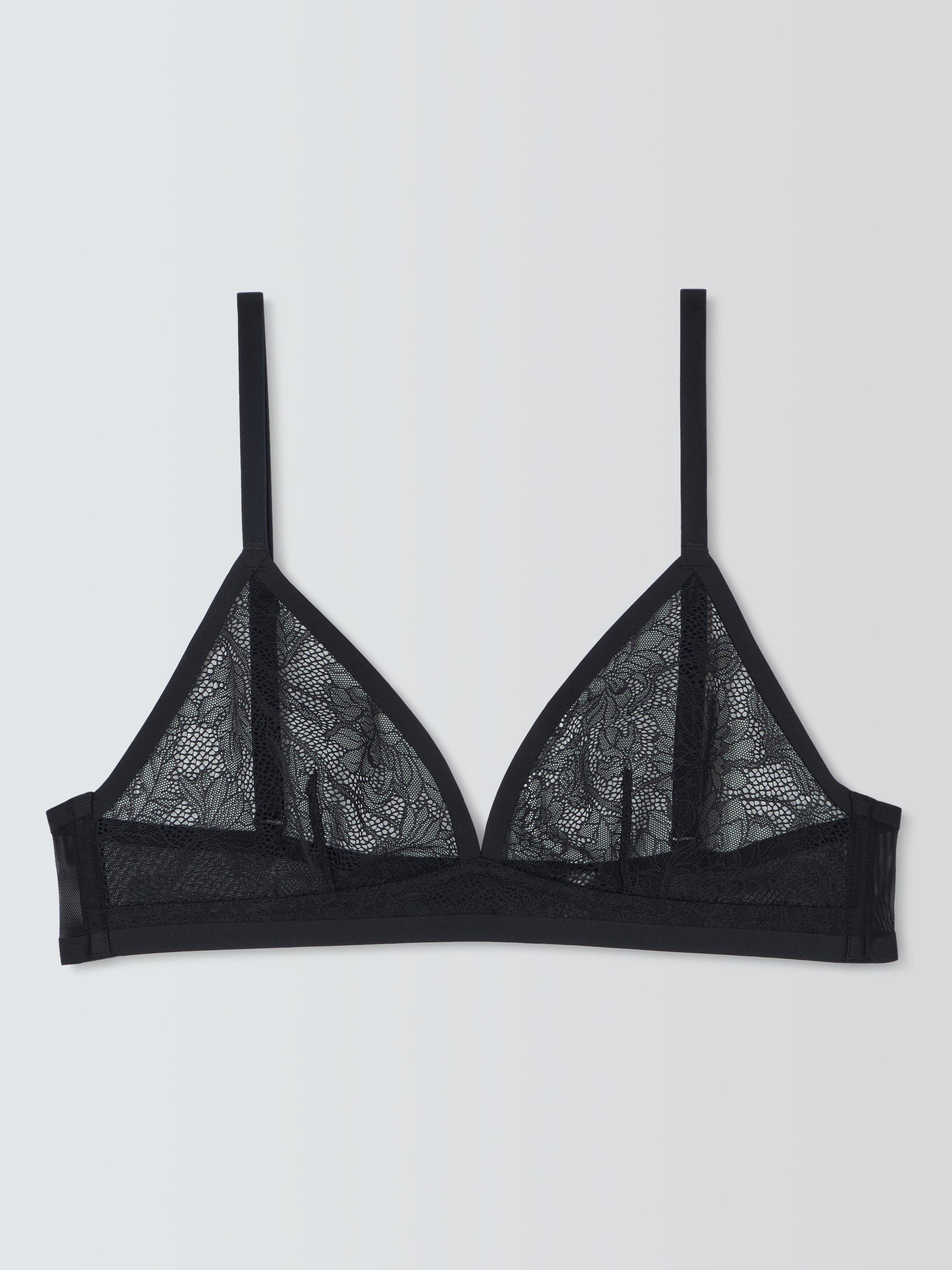 Product image 4 of 6, which shows John Lewis Gabriella Lace Non-Padded Non-Wired Bra, Black, XS