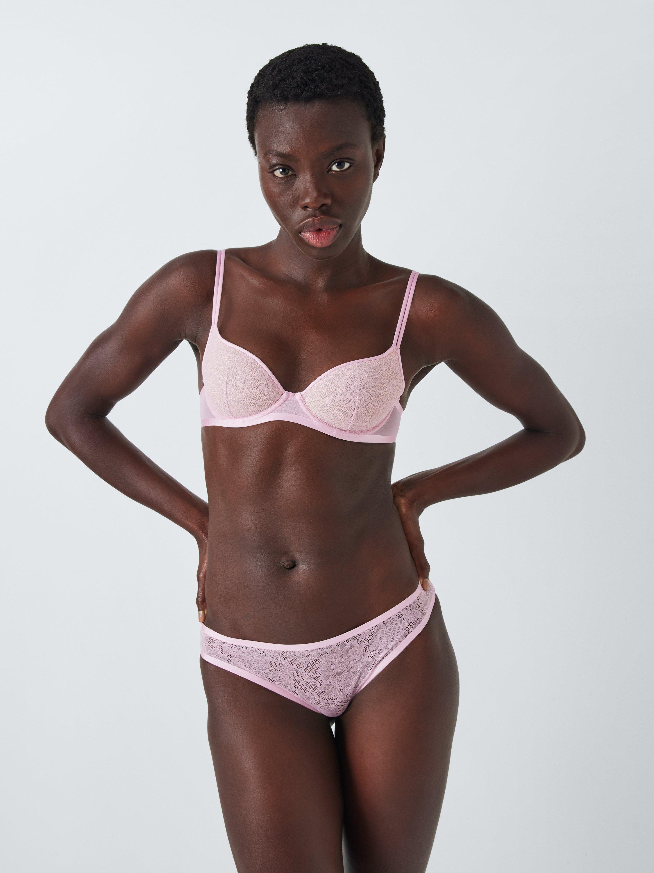 Product image 3 of 10, which shows John Lewis Gabriella Lace Plunge Bra, Pink, 30E