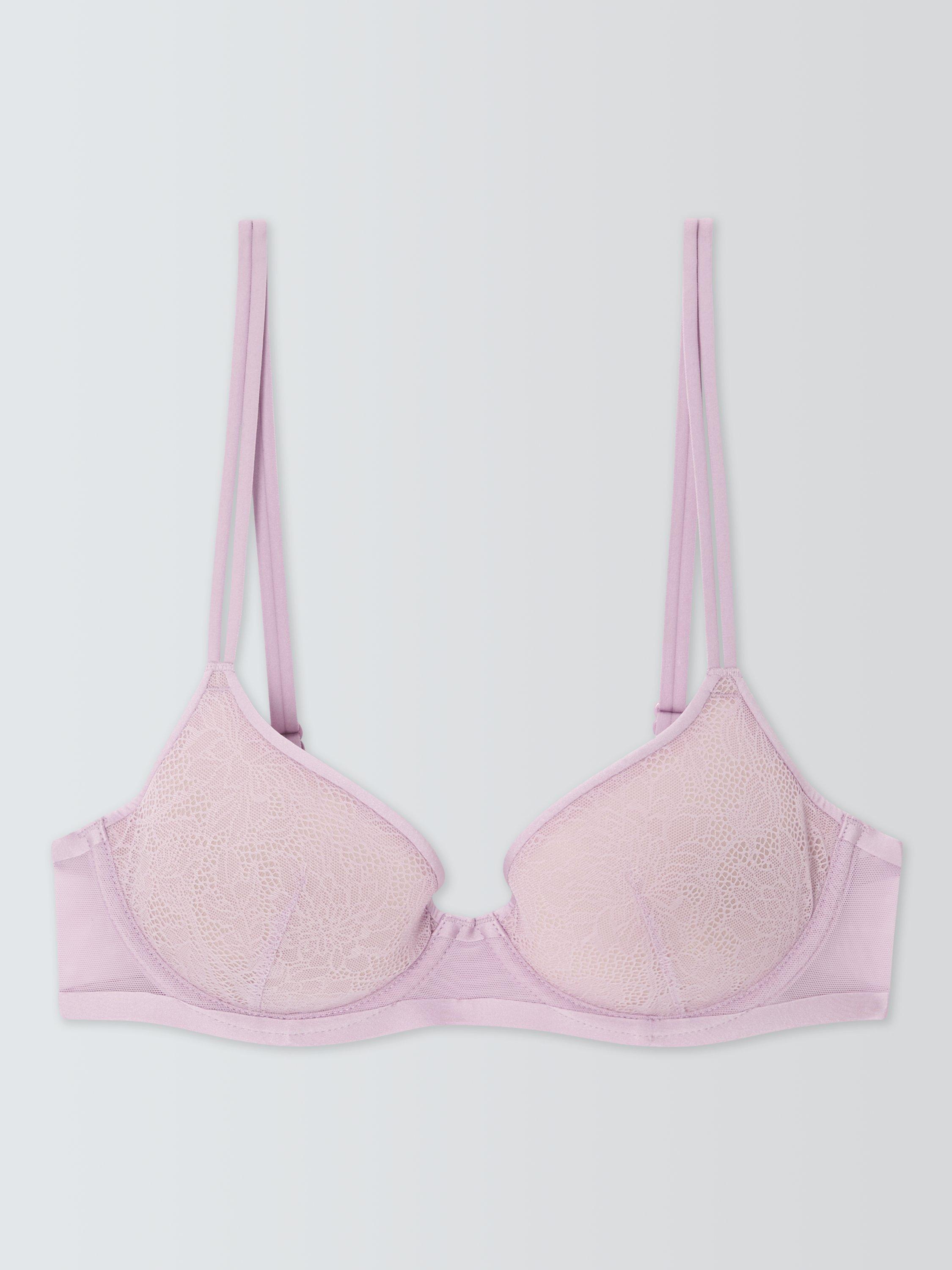 Product image 4 of 10, which shows John Lewis Gabriella Lace Plunge Bra, Pink, 30E
