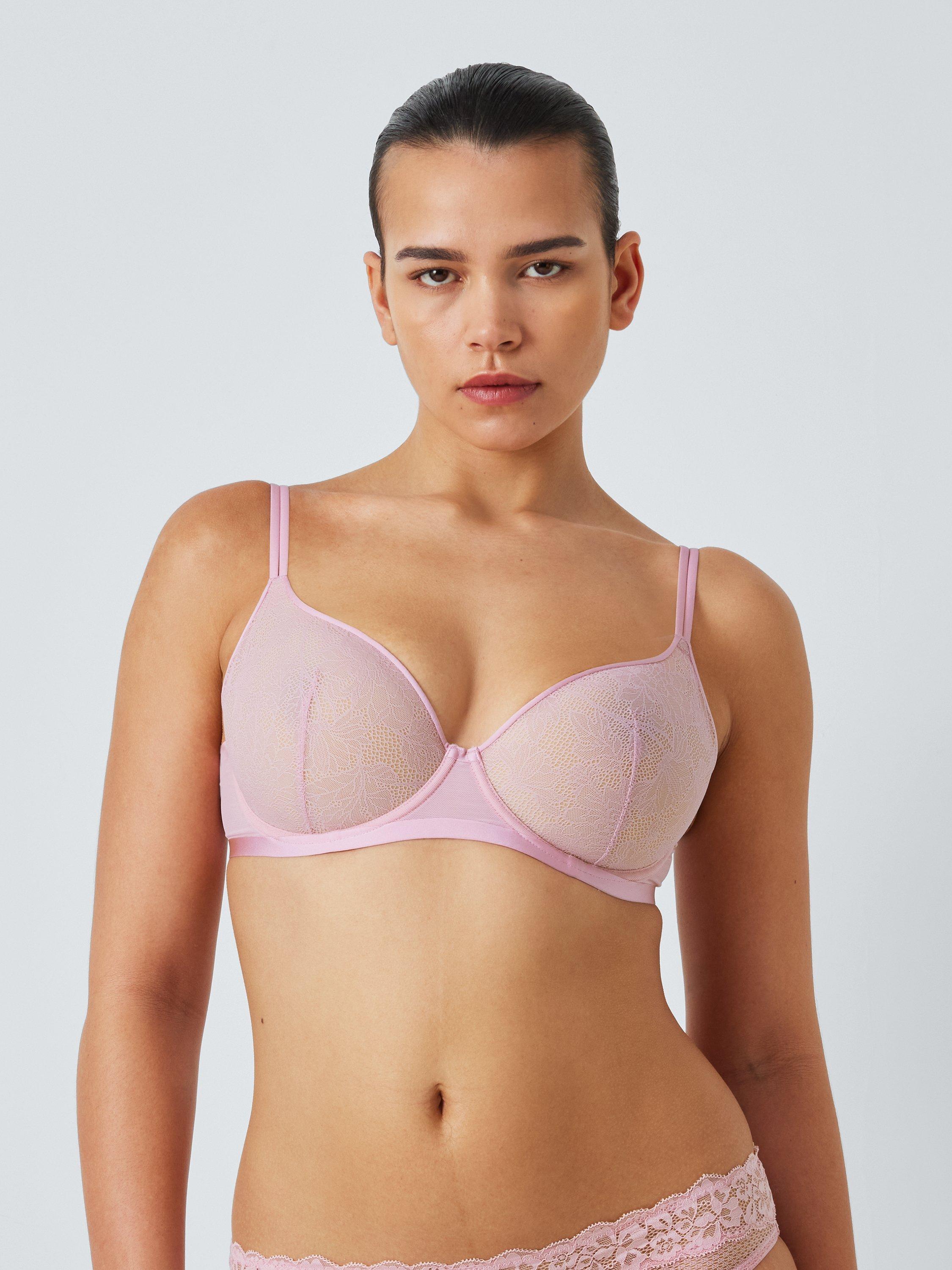 Product image 7 of 10, which shows John Lewis Gabriella Lace Plunge Bra, Pink, 30E